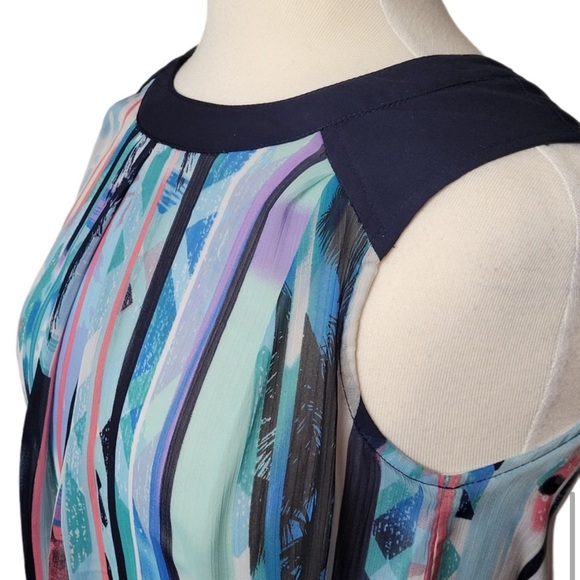 FDJ French Dressing Jeans Top Tunic Sleeveless Abstract Button Closure - Picture 5 of 8